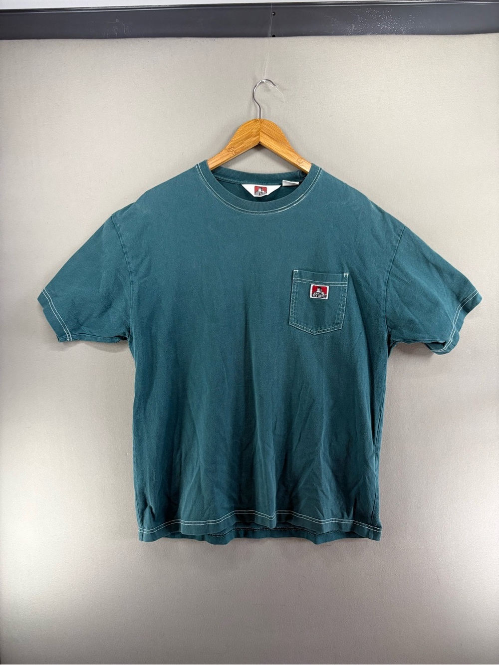 Ben Davis T-Shirt Size M Pocket T Vintage rare Contrast Stitching Green Retro